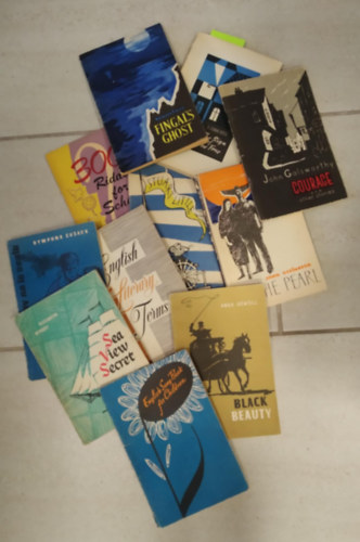 13 db-os KNYVMENT AJNLAT, idegennyelv, knnytett olvasmny: The sign of the four+The human Boy - angol tanknv orosz anyanyelveknek+The pearl+The Gold Bug+Courage and other short stories+Black Beauty+Fingal's Ghost+Say No to Death+Sea