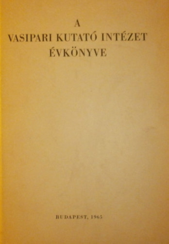 A vasipari kutat� int�zet �vk�nyve I.