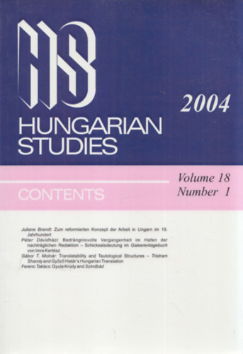 Hungarian Studies 2004 - Volume 18 - Number 1