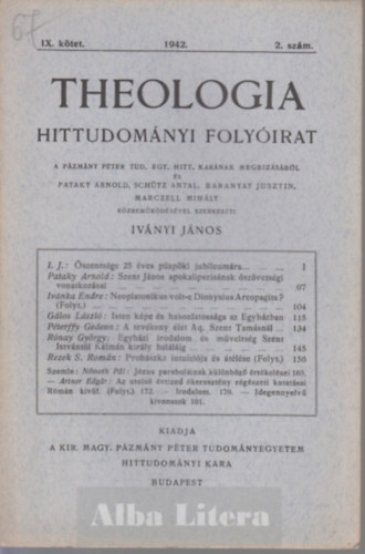 Theologia hittudomnyi folyirat IX. ktet 1942. 2. szm