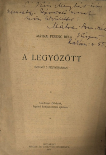 A legy�z�tt - sz�nm� 3 felvon�sban ( dedik�lt)