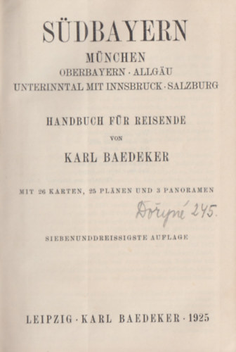Karl Baedeker - Baedekers S�dbayern und M�nchen.