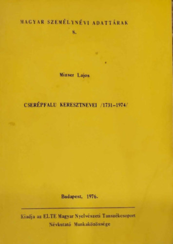 Cserpfalu keresztnevei /1731-1974/
