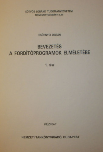 Bevezet�s a ford�t�programok elm�let�be 1.