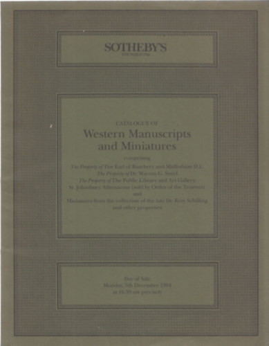 Sotheby's London - Western Manuscripts and Miniatures (5th December 1994)