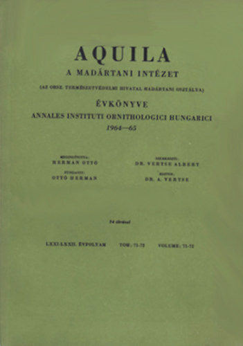 Aquila - A Madrtani Intzet vknyve 1964-65 (LXXI-LXXII. vf. Vol. 71-72.)