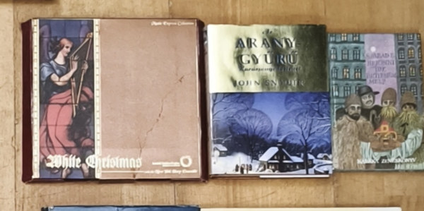 2db kar�csonnyal kapcsolatos k�nyv + aj�nd�k CD: Szabad-e bej�nni ide betlehemmel?, Az aranygy�r�-Kar�csonyi t�rt�net + White Christmas with the New York Harp Ensemble