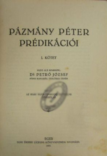 Pzmny Pter prdikcii I-III. ktet