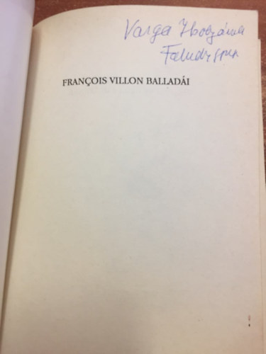 Francois Villon balladi Faludy Gyrgy tkltsben