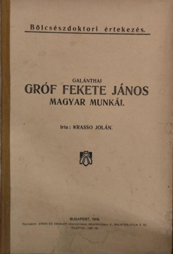Galnthai grf Fekete Jnos munki.