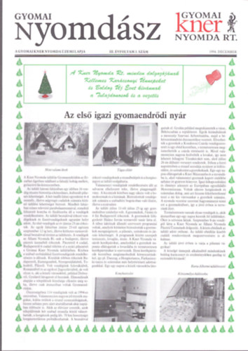 Gyomai nyomd�sz III. �vfolyam 3. sz�m 1994. december