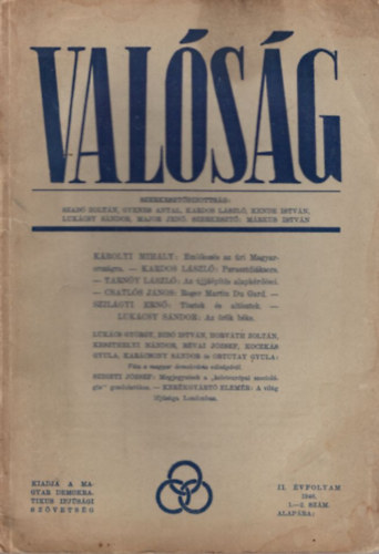 Valsg II. vfolyam 1946. 1-2. szm