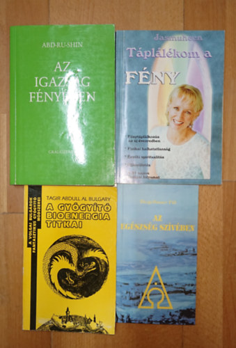 4 ezoterikus k�nyv f�nyr�l, energi�r�l: A gy�gy�t� bioenergia titkai, Az eg�szs�g sz�v�ben, Az igazs�g f�ny�ben, T�pl�l�kom a f�ny