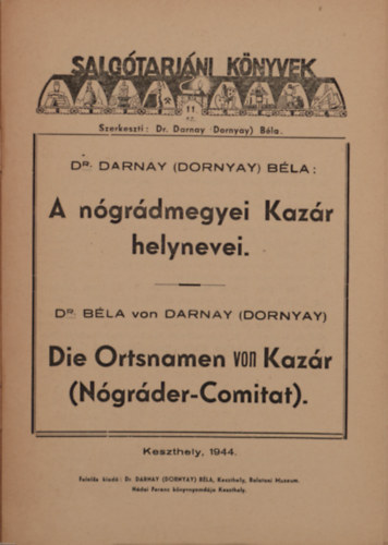 A n�gr�dmegyei Kaz�r helynevei