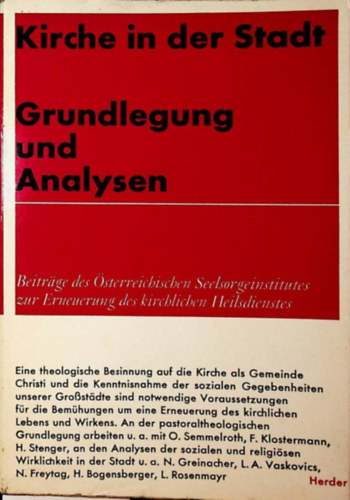 Kirche in der Stadt I Grundlagen und Analysen