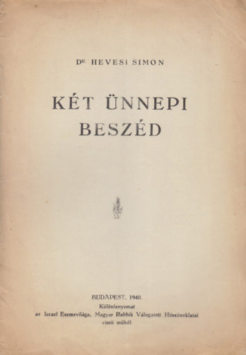Dr. Hevesi Simon - Kt nnepi beszd