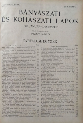 B�ny�szati �s koh�szati lapok 1941 janu�r - december