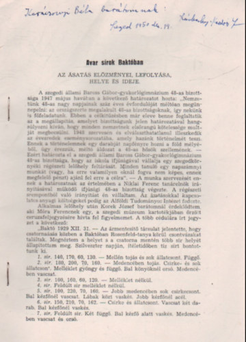 Avar s�rok Bakt�ban - K�l�n lenyomat - Dedik�lt