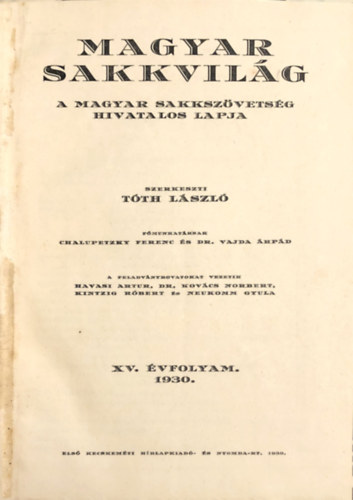 Magyar sakkvilg 1930.
