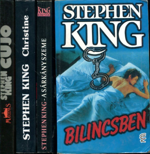 4 db Stephen King k�tet: Christine (1989) - Bilincsben (1994) - Cujo (1989) - A s�rk�ny szeme (1992)