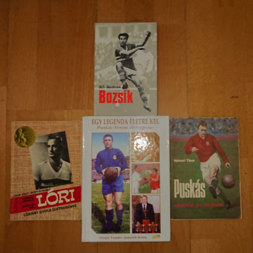 4 k�nyv a legend�s Aranycsapat j�t�kosair�l: Bozsik, L�ra - L�r�nt Gyula �letreg�nye, Pusk�s, Pusk�s Ferenc �letreg�nye
