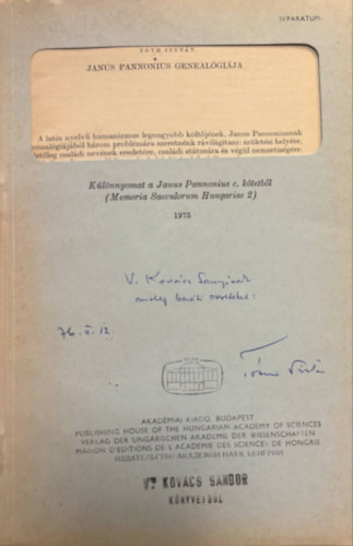 Janus Pannonius Geneal�gi�ja - K�l�nlenyomat