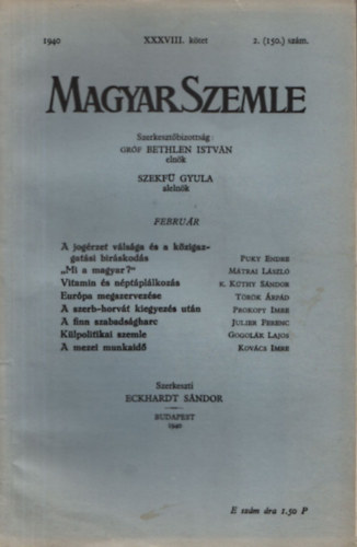 Magyar Szemle 1940/XXXVIII.ktet 2.(150.)szm