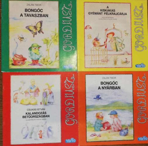 GORDIUSZ vario 4 db meseknyv: Zaln Tibor: Bongc a tavaszban, A kiskakas gymnt flkrajcrja, Csuks Istvn: Kalandozs betorszgban, Zaln Tibor: Bongc a nyrban