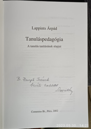 Tanulspedaggia (A tanuls tantsnak alapjai)