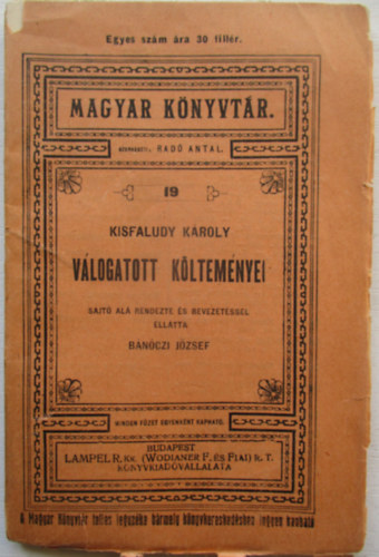 B�n�czi J�zsef - Kisfaludy K�roly v�logatott k�ltem�nyei