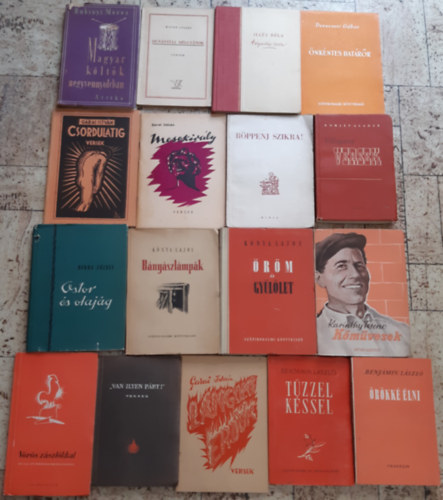 rkk lni, Tzzel kssel, Kmvesek, rm s gyllet, Bnyszlmpk, Ostor s olajg, Vlogatott versek, Lngol erdk, Mesekirly, Csordulatig, nkntes hatrr, A vgsznhzi csata, Dunntli dlutnok, Magyar