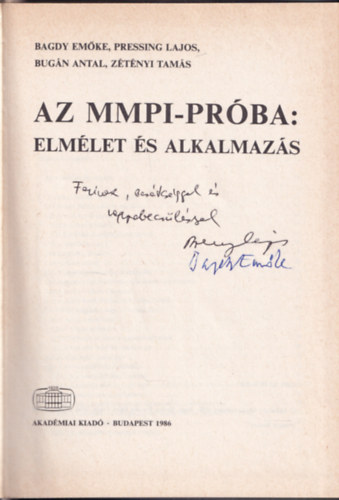 Az MMPI-prba: elmlet s alkalmazs