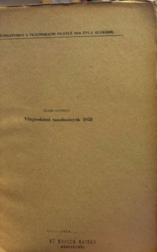Vil�girodalmi tanulm�nyok 1958