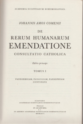 De Rerum Humanarum Emendatione I-II. A vilg get problminak megoldsa