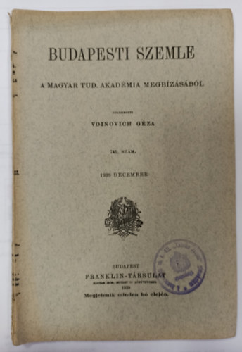 Budapesti szemle 745. szm