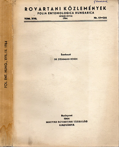 Rovartani kzlemnyek - Folia Entomologica Hungarica 1964. Tomus XVII. Nr. 17 -35. (Tom. XVII / II)