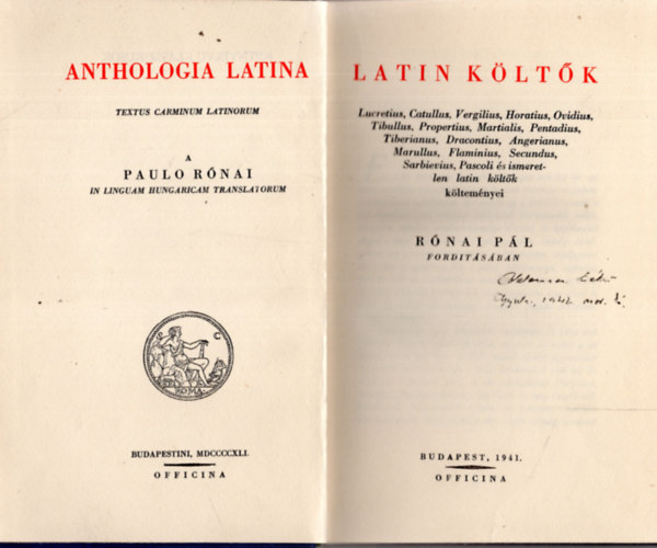 Latin k�lt�k - Anthologia latina