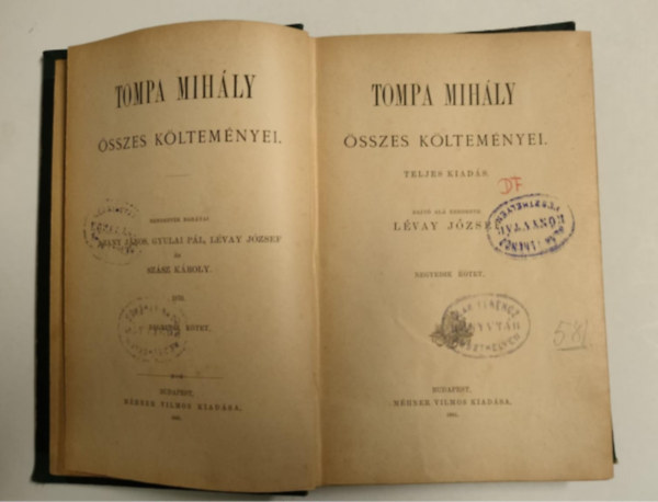 Tompa Mihly sszes kltemnyei I. (tredk)