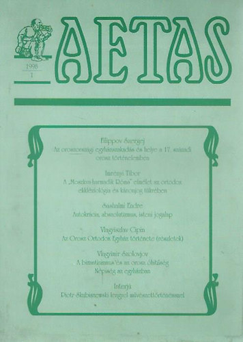 Tth Szergej - Aetas - Trtnettudomnyi Folyirat (1998-1)