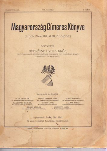 Magyarorsz�g C�meres K�nyve - I. �vfolyam, 1911. november / 1. f�zet
