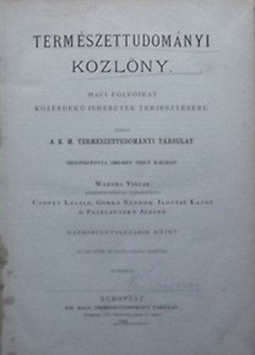Termszettudomnyi kzlny 1906 (38. ktet)