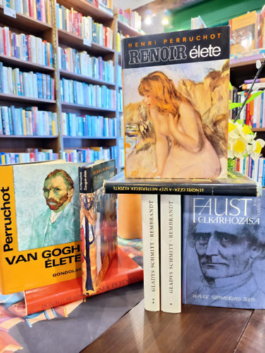 M�v�szeti, m�v�szett�rt�neti k�nyvcsomag 7 darabos K�NYVMENT� AJ�NLAT: Sz�nek �s f�nyek, Faust elk�rhoz�sa (Berlioz szenved�lyes �lete), Rembrandt I-II., Gauguin �lete, A sz�p mesters�gek kezdete, Renoir �lete, Van Gogh �lete