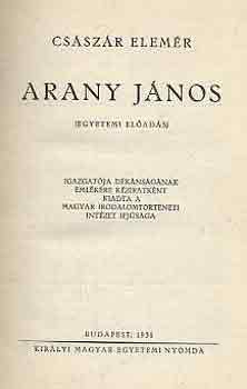 Arany J�nos (egyetemi el�ad�s)