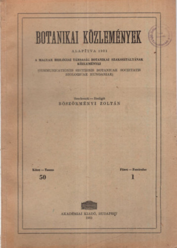 Botanikai Kzlemnyek 1-3. sz. ( egytt )  50. ktet
