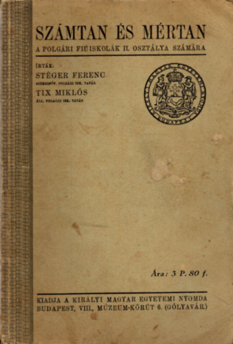 Szmtan s mrtan (a polgri lenyiskolk II. osztlya szmra)