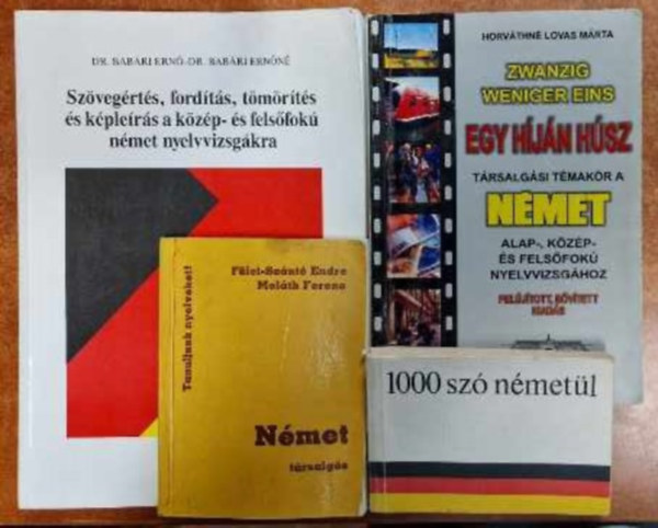 4 db nmet knyv Egy hjn hsz,1000 sz nmetl,nmet trsalgs,Szvegrts,fordts,tmrts s kplers...