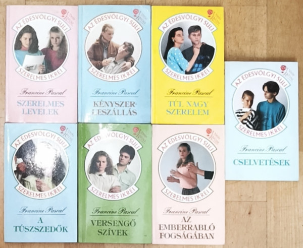Francine Pascal - 7db könyv az Édesvölgy suli szerelmes ikrei sorozatból - Kényszerleszállás, Túl nagy szerelem, Cselvetések, Szerelmes levelek, Az emberrabló fogságában, A túszszedők, Versengő szívek