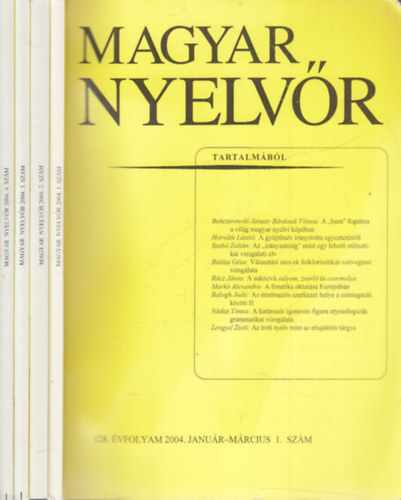 Magyar Nyelvr (2004. teljes vfolyam, 4 ktetben, lapszmonknt)