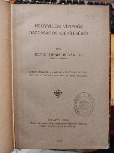 Hegyvid�ki v�zier�k gazdas�gos ki�p�t�s�r�l