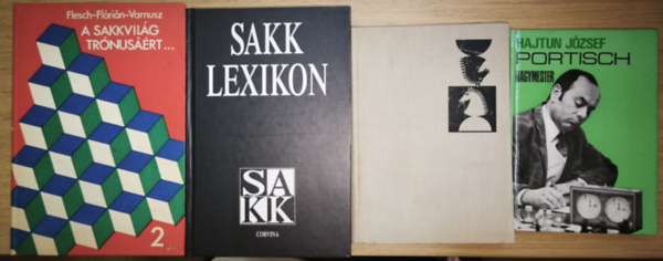 4db sakkal kapcsolatos m� - Portisch nagymester, Sakk lexikon, Megnyit�sok k�zik�nyve, A sakkvil�g tr�nus��rt...